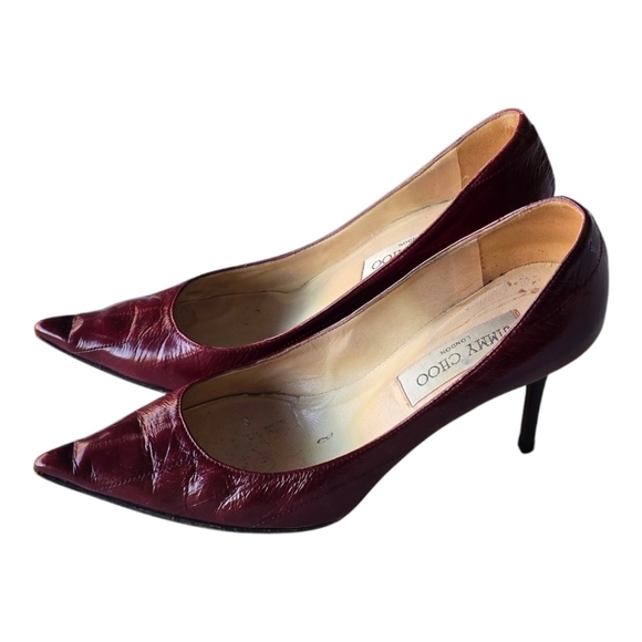 Jimmy Choo Pumps Womens Sz 6 Anouk Red Snakeskin Python Embossed Stiletto Heels - Picture 4 of 16